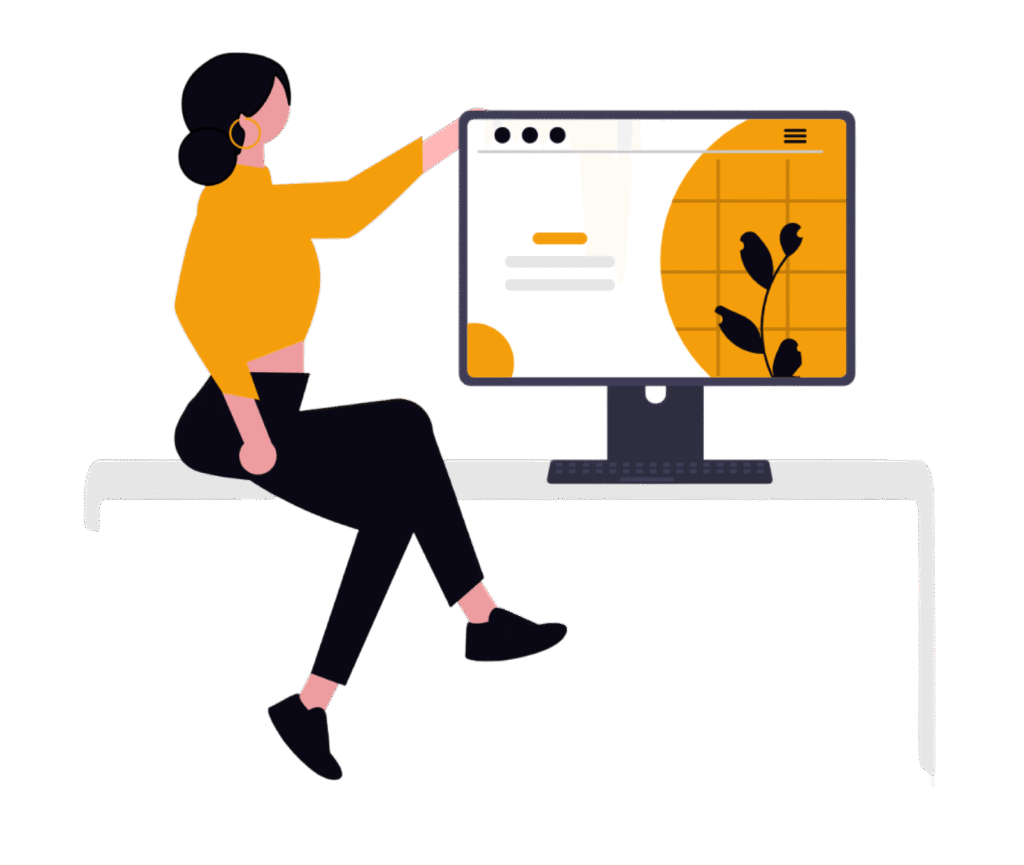 Optimised Amazon advertising strategy illustration showing a woman working on a computer to help eCommerce sellers scale with Amazon PPC and digital marketing solutions from AdvertisingThrive.com.