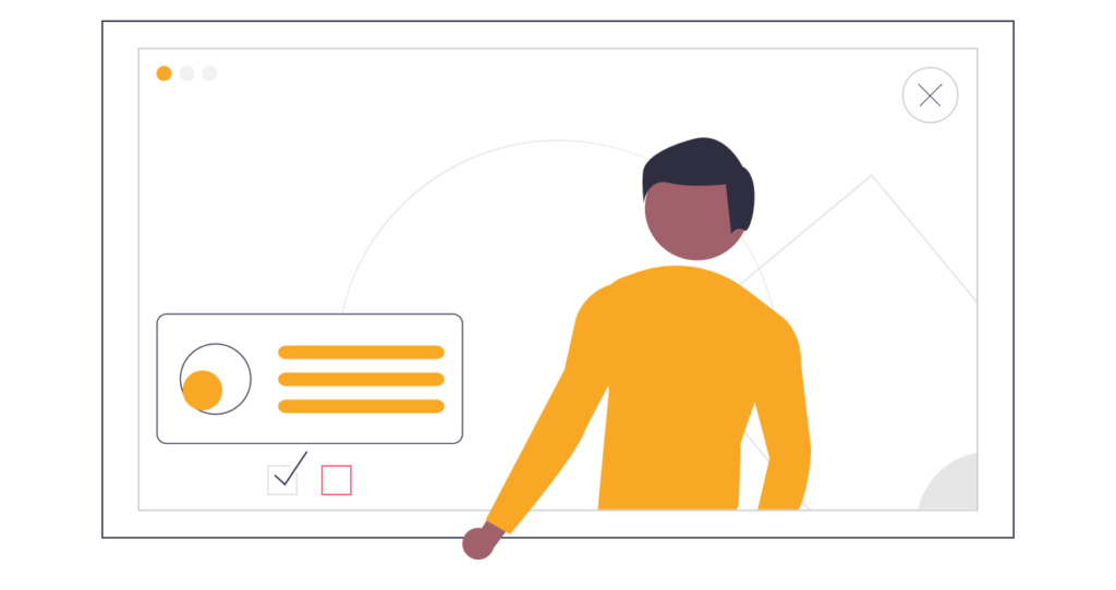1. Illustration of a person managing Amazon advertising campaigns on a digital platform for eCommerce growth and optimisation.